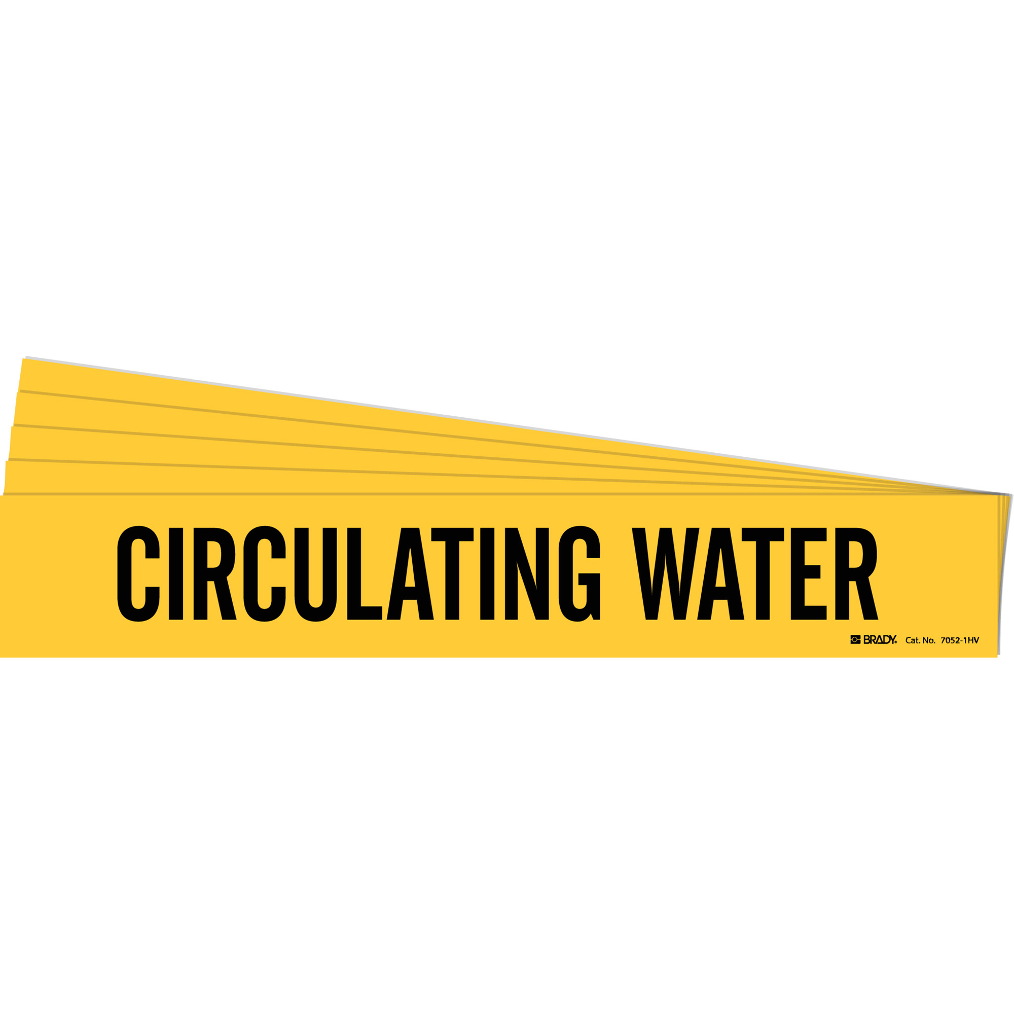 Marqueur de tuyau «Circulating Water», Autocollant, 4" h x 24" la, Noir sur jaune
