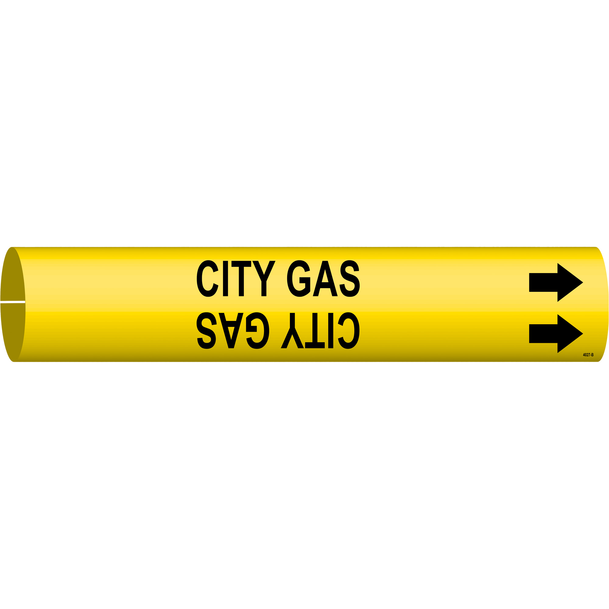 Marqueur de tuyau «City Gas», À pression, 7/8" h x 7/8" la, Noir sur jaune
