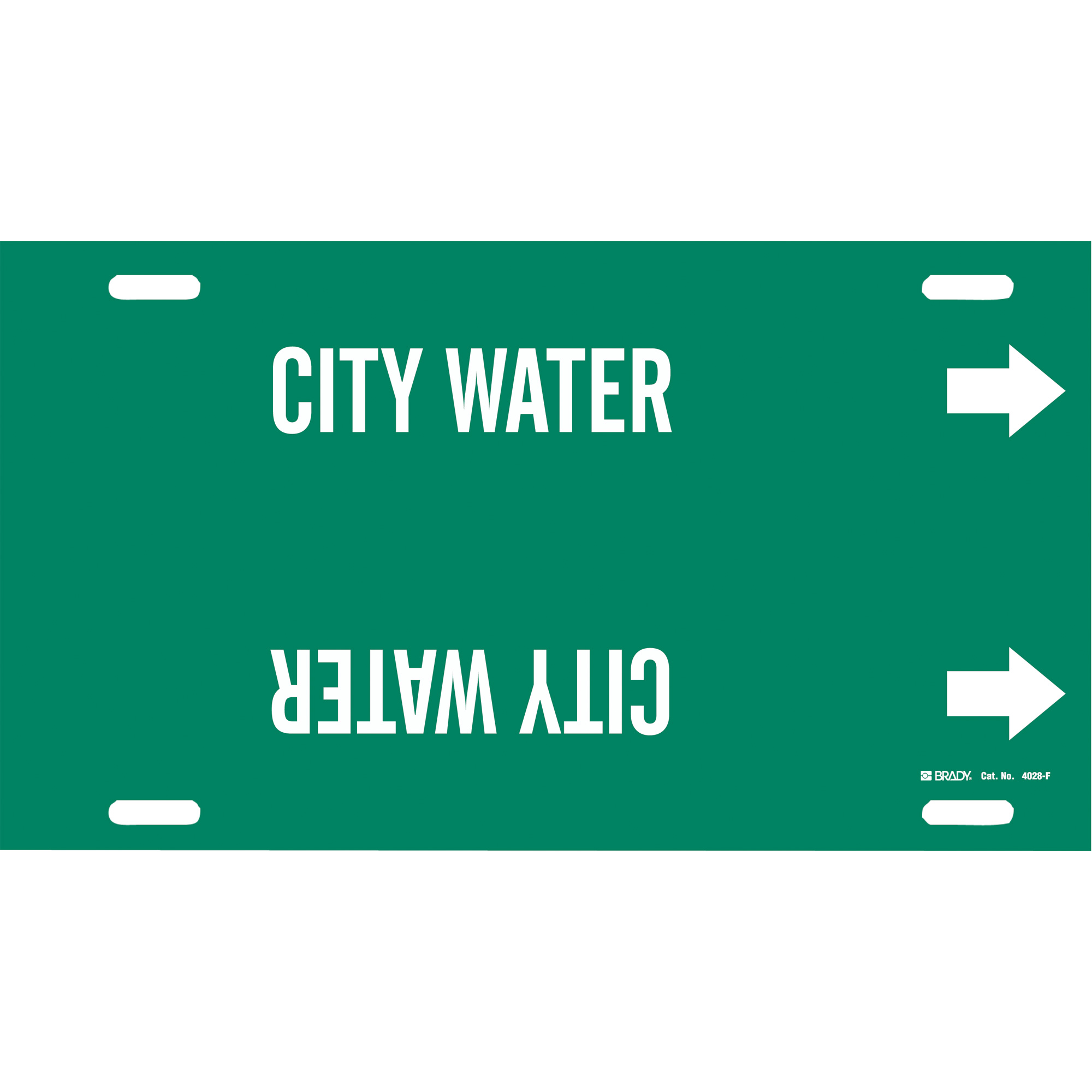 Marqueur de tuyau «City Water», À attacher, 8" h x 16" la, Blanc/vert