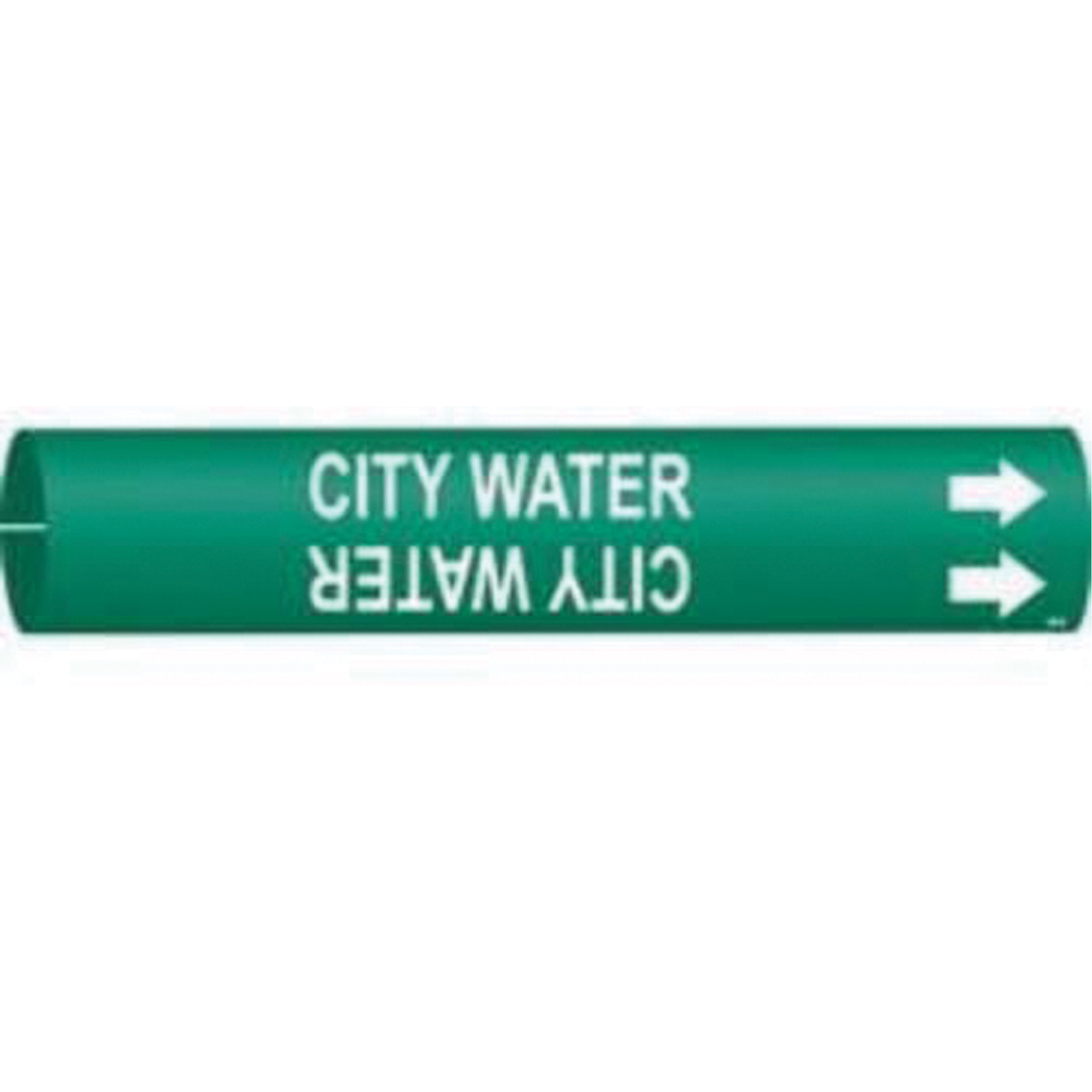 Marqueur de tuyau «City Water», À pression, 7/8" h x 7/8" la, Blanc/vert