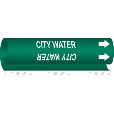 Marqueur de tuyau «City Water», Enveloppant, 26" h x 12" la, Blanc/vert