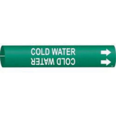 Marqueur de tuyau «Cold Water», À pression, 2" h x 2" la, Blanc/vert