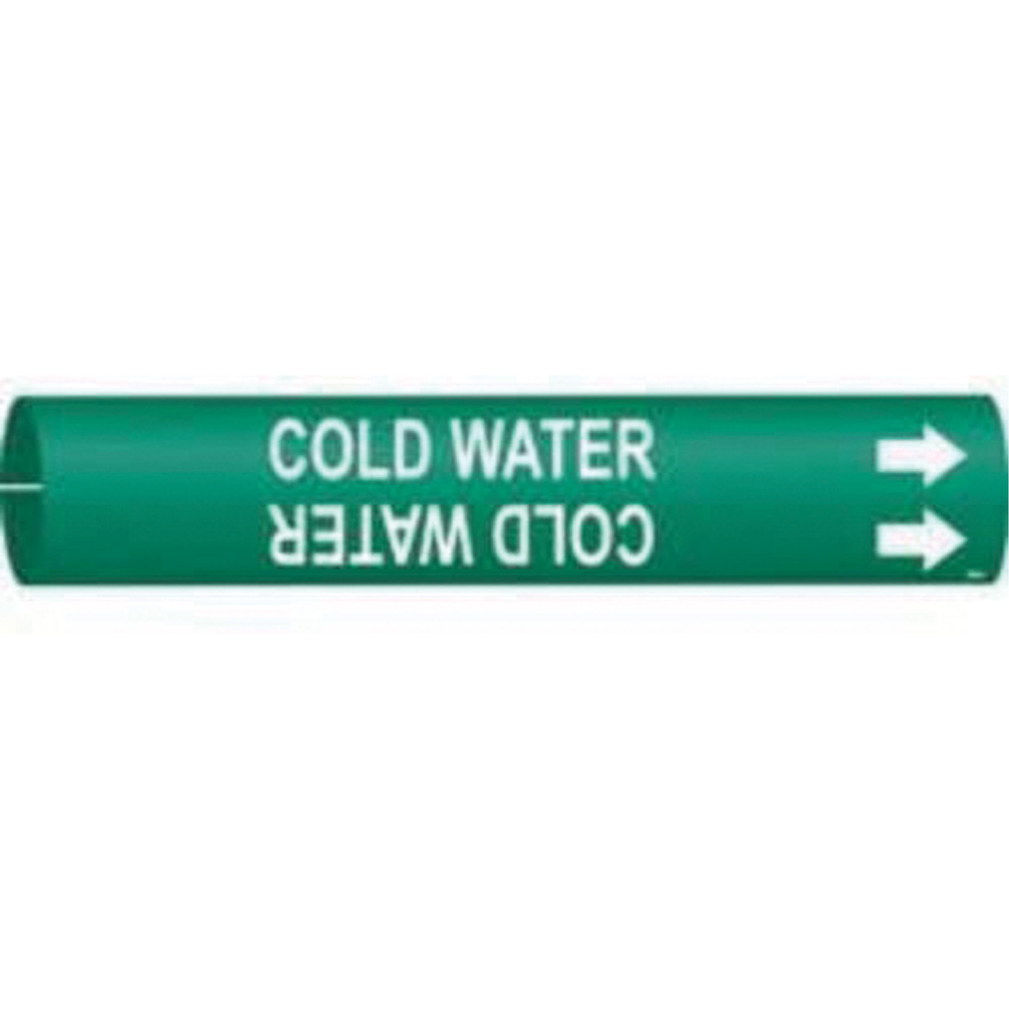 Marqueur de tuyau «Cold Water», À pression, 2" h x 2" la, Blanc/vert