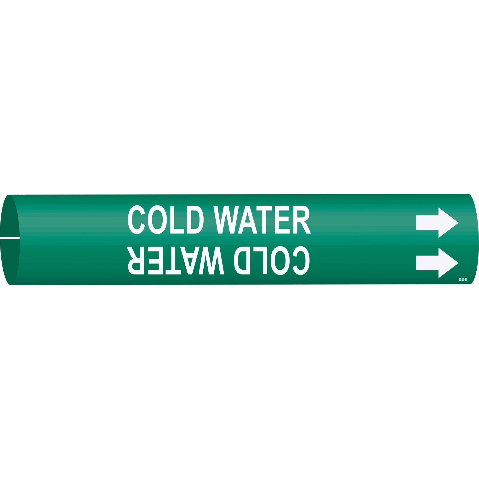 Marqueur de tuyau «Cold Water», À pression, 7/8" h x 7/8" la, Blanc/vert