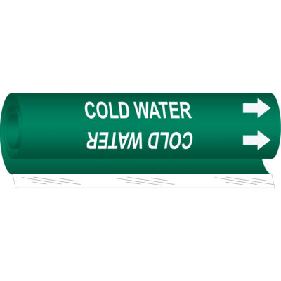Marqueur de tuyau «Cold Water», Enveloppant, 26" h x 12" la, Blanc/vert