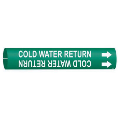 Marqueur de tuyau «Cold Water Return», À pression, 13/16" h x 13/16" la, Blanc/vert