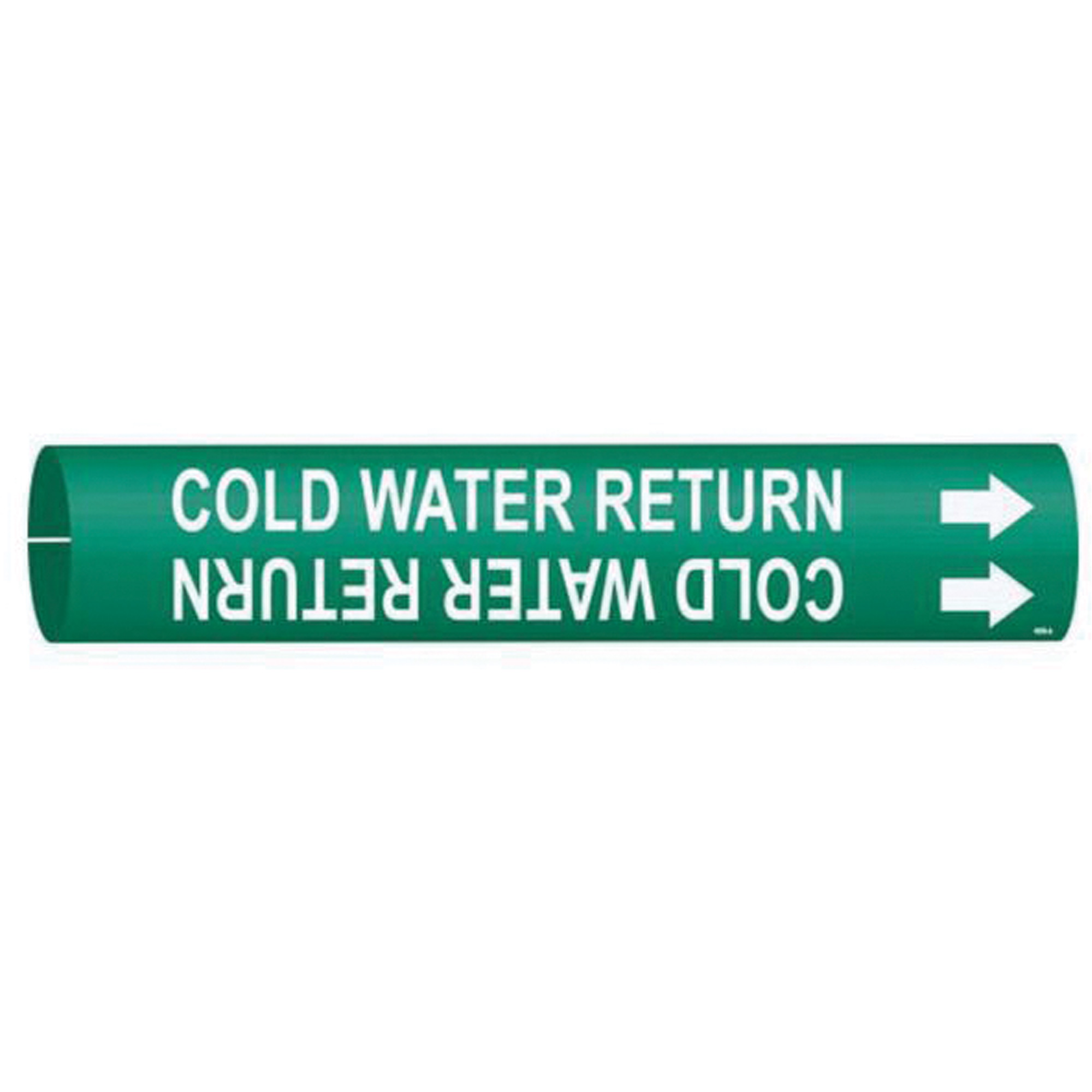 Marqueur de tuyau «Cold Water Return», À pression, 13/16" h x 13/16" la, Blanc/vert