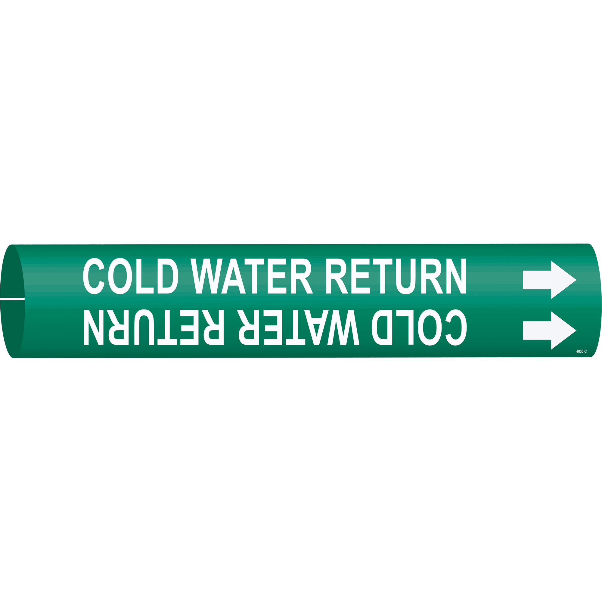 Marqueur de tuyau «Cold Water Return», À pression, 2" h x 2" la, Blanc/vert
