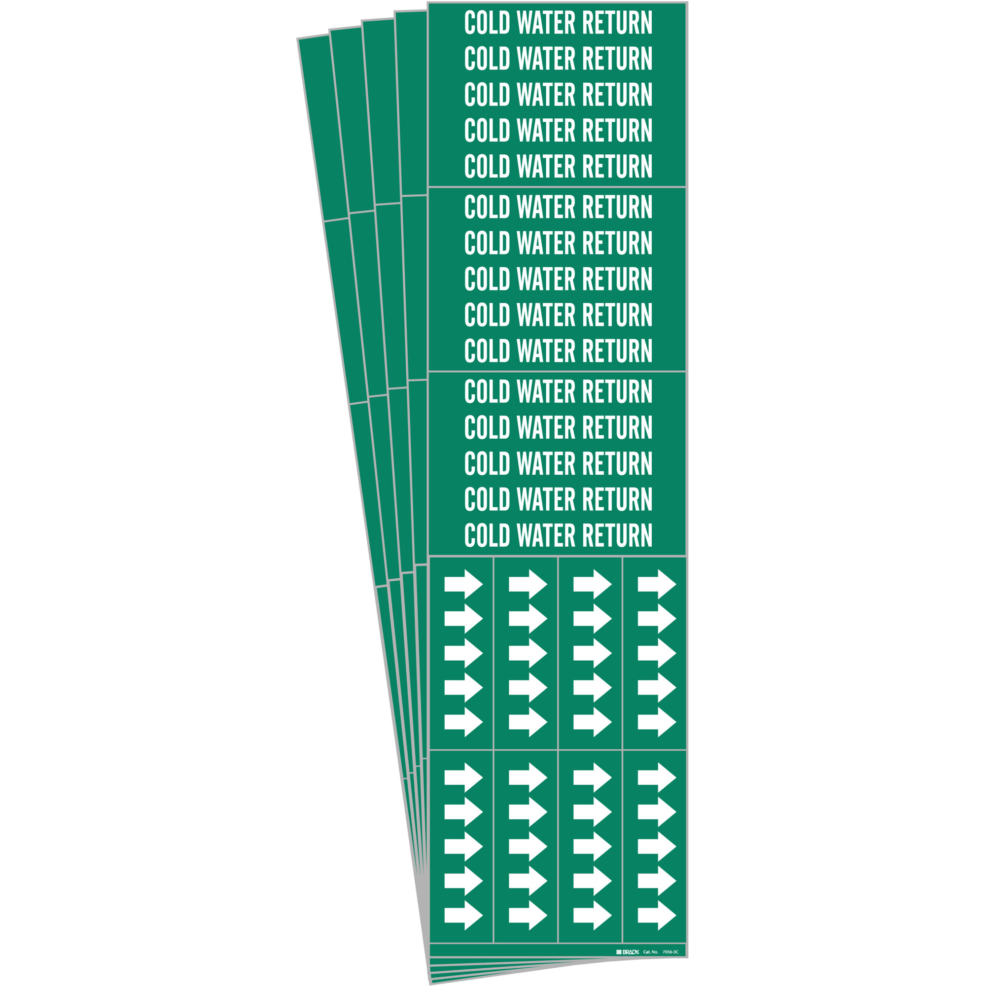 Marqueur de tuyau «Cold Water Return», Autocollant, 2-1/4" h x 2-3/4" la, Blanc/vert