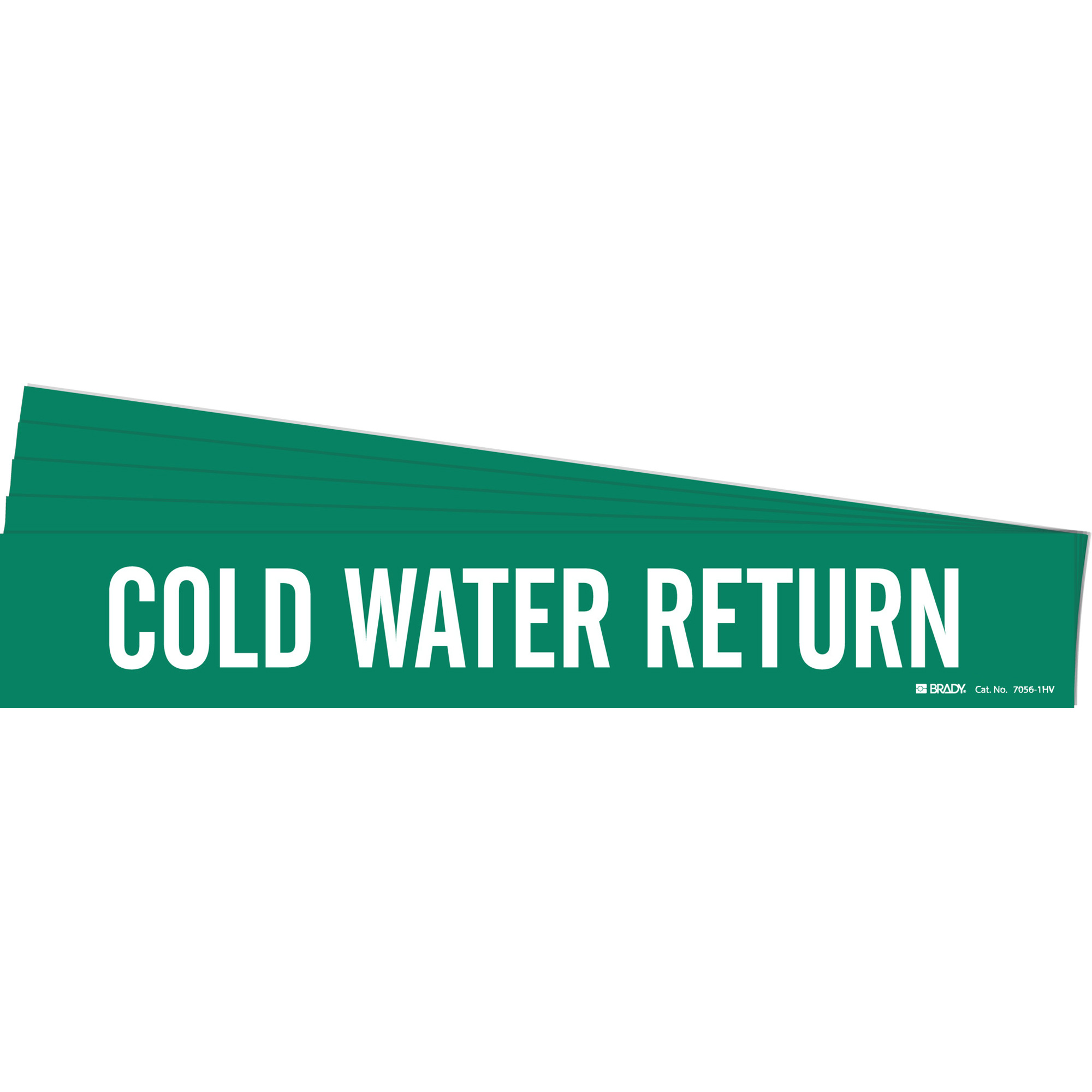 Marqueur de tuyau «Cold Water Return», Autocollant, 4" h x 24" la, Blanc/vert