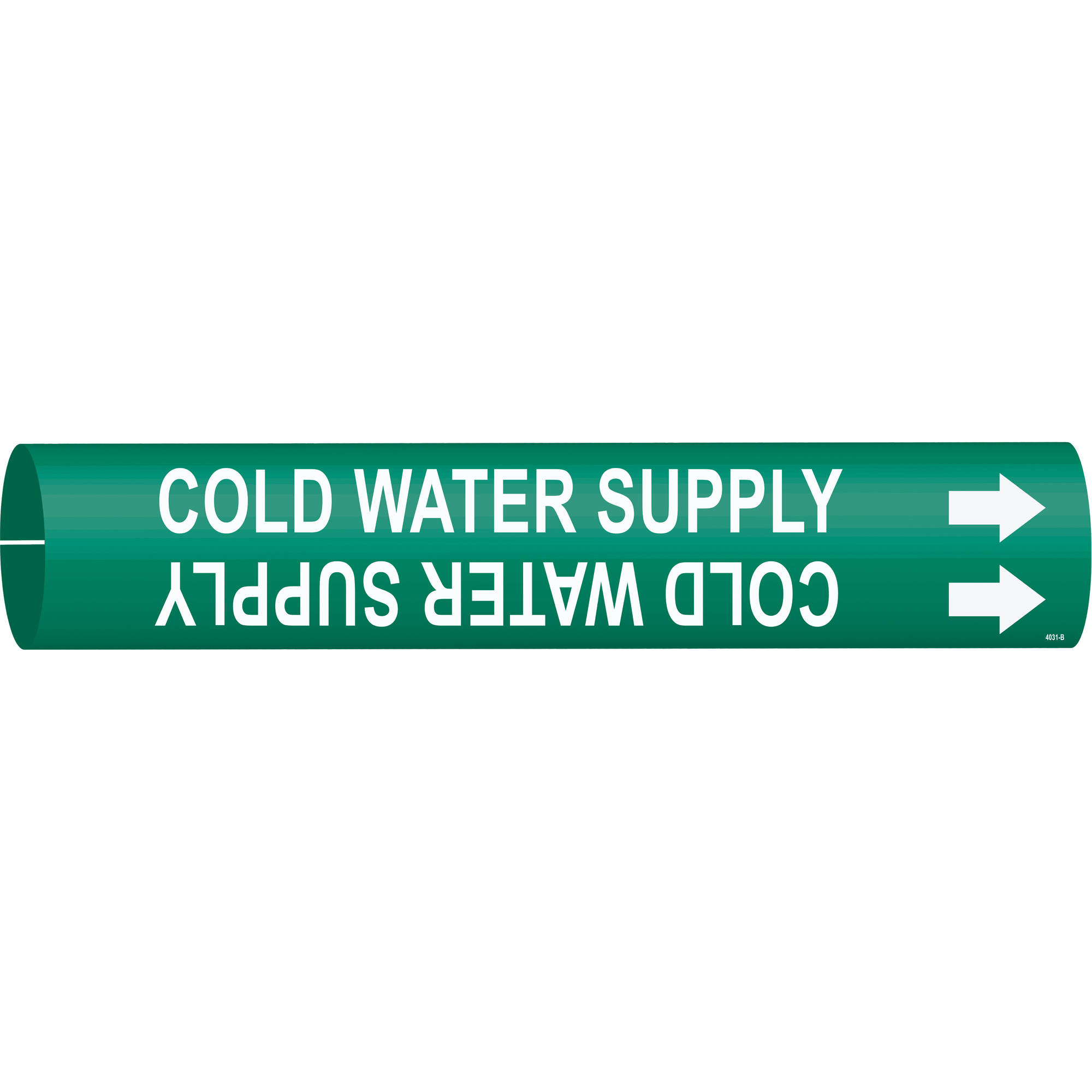 Marqueur de tuyau «Cold Water Supply», À pression, 7/8" h x 7/8" la, Blanc/vert