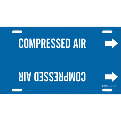 Marqueur de tuyau «Compressed Air», À attacher, 10" h x 24" la, Blanc/bleu