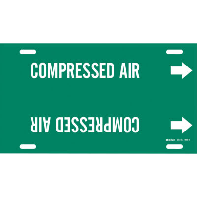 Marqueur de tuyau «Compressed Air», À attacher, 10" h x 24" la, Blanc/vert