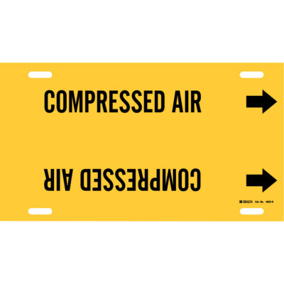 Marqueur de tuyau «Compressed Air», À attacher, 10" h x 24" la, Noir sur jaune