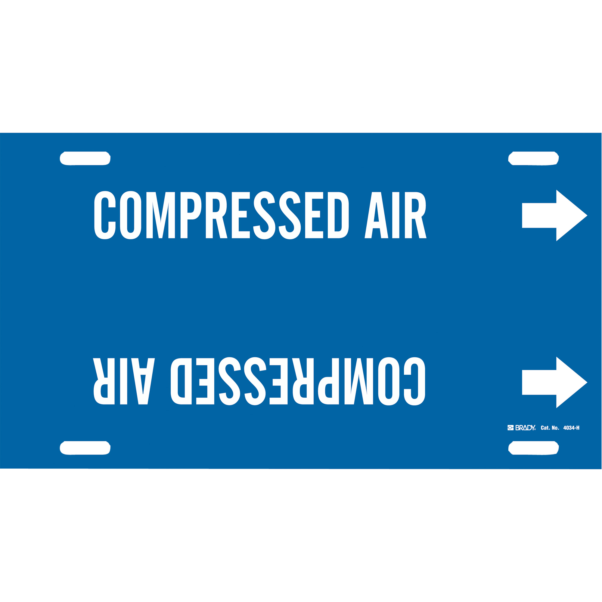 Marqueur de tuyau «Compressed Air», À attacher, 10" h x 32" la, Blanc/bleu