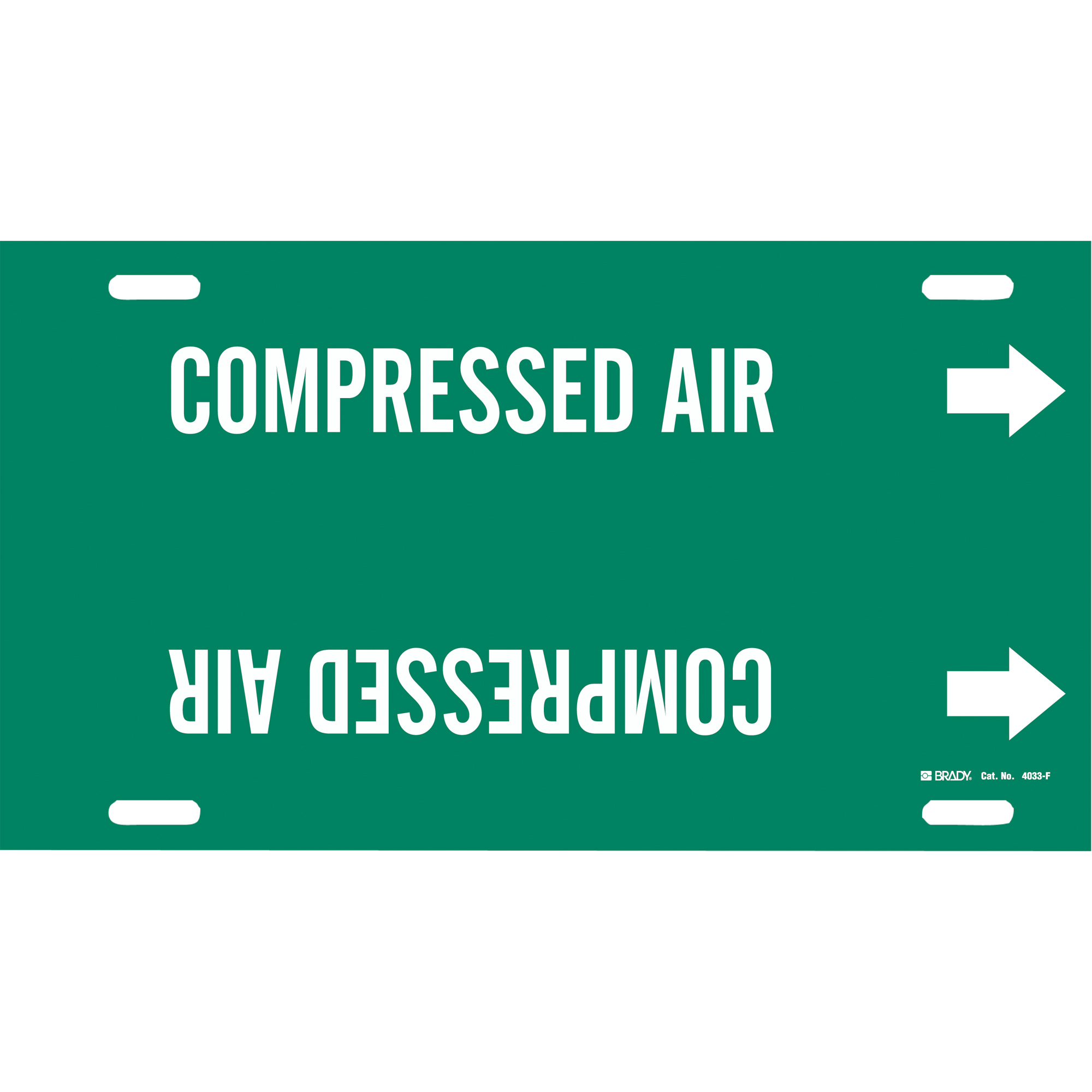 Marqueur de tuyau «Compressed Air», À attacher, 8" h x 16" la, Blanc/vert