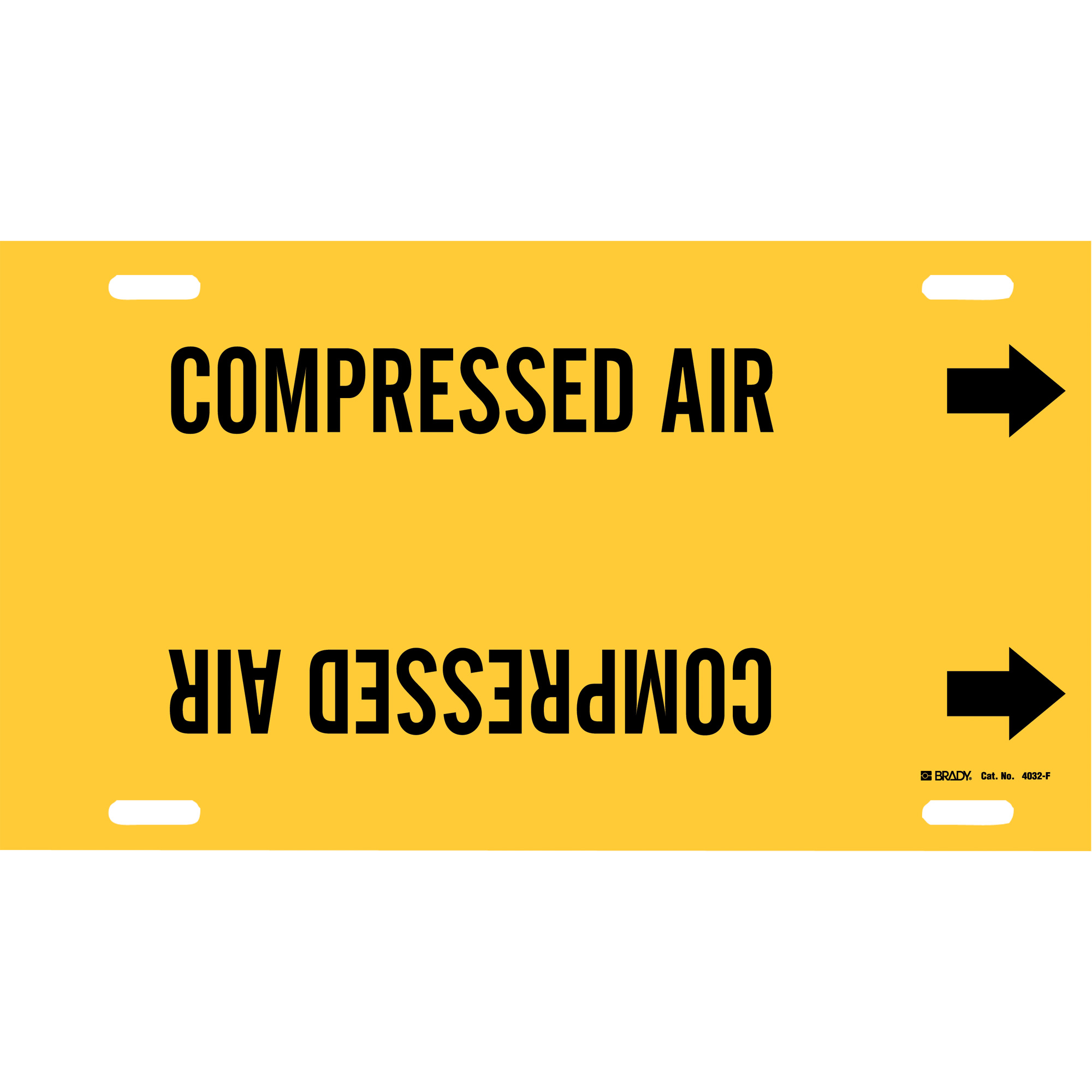 Marqueur de tuyau «Compressed Air», À attacher, 8" h x 16" la, Noir sur jaune