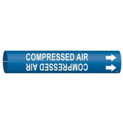 Marqueur de tuyau «Compressed Air», À pression, 13/16" h x 13/16" la, Blanc/bleu