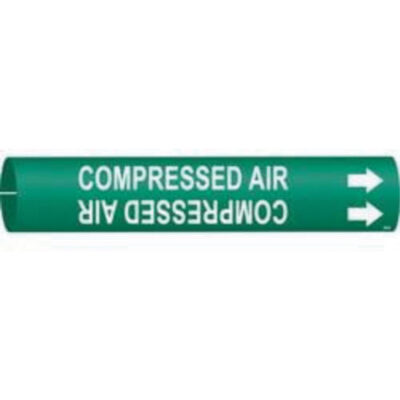 Marqueur de tuyau «Compressed Air», À pression, 2" h x 2" la, Blanc/vert