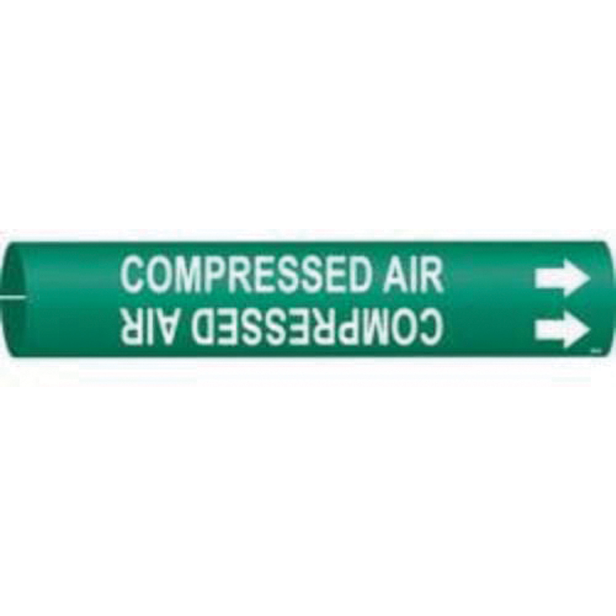 Marqueur de tuyau «Compressed Air», À pression, 2" h x 2" la, Blanc/vert