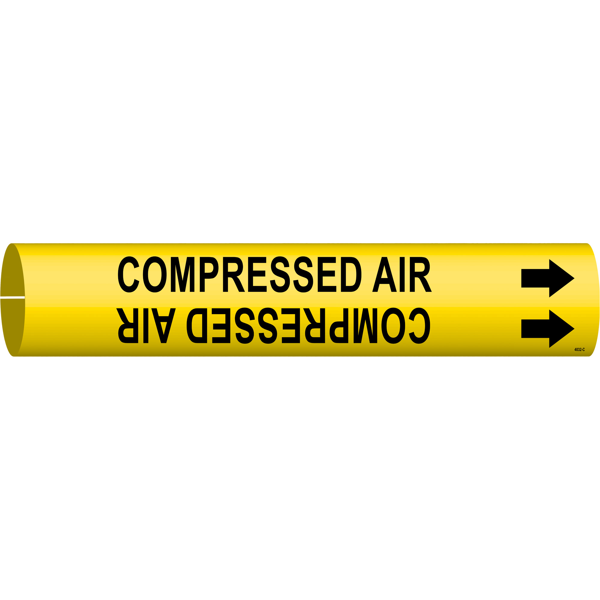 Marqueur de tuyau «Compressed Air», À pression, 2" h x 2" la, Noir sur jaune