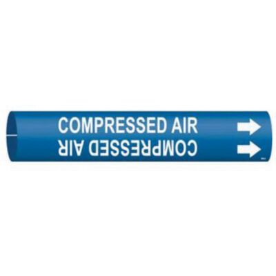 Marqueur de tuyau «Compressed Air», À pression, 7/8" h x 7/8" la, Blanc/bleu
