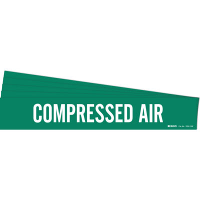Marqueur de tuyau «Compressed Air», Autocollant, 4" h x 24" la, Blanc/vert