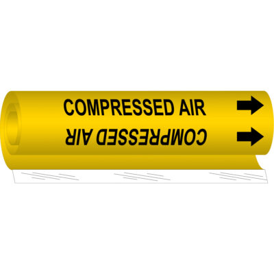 Marqueur de tuyau «Compressed Air», Enveloppant, 26" h x 12" la, Noir sur jaune