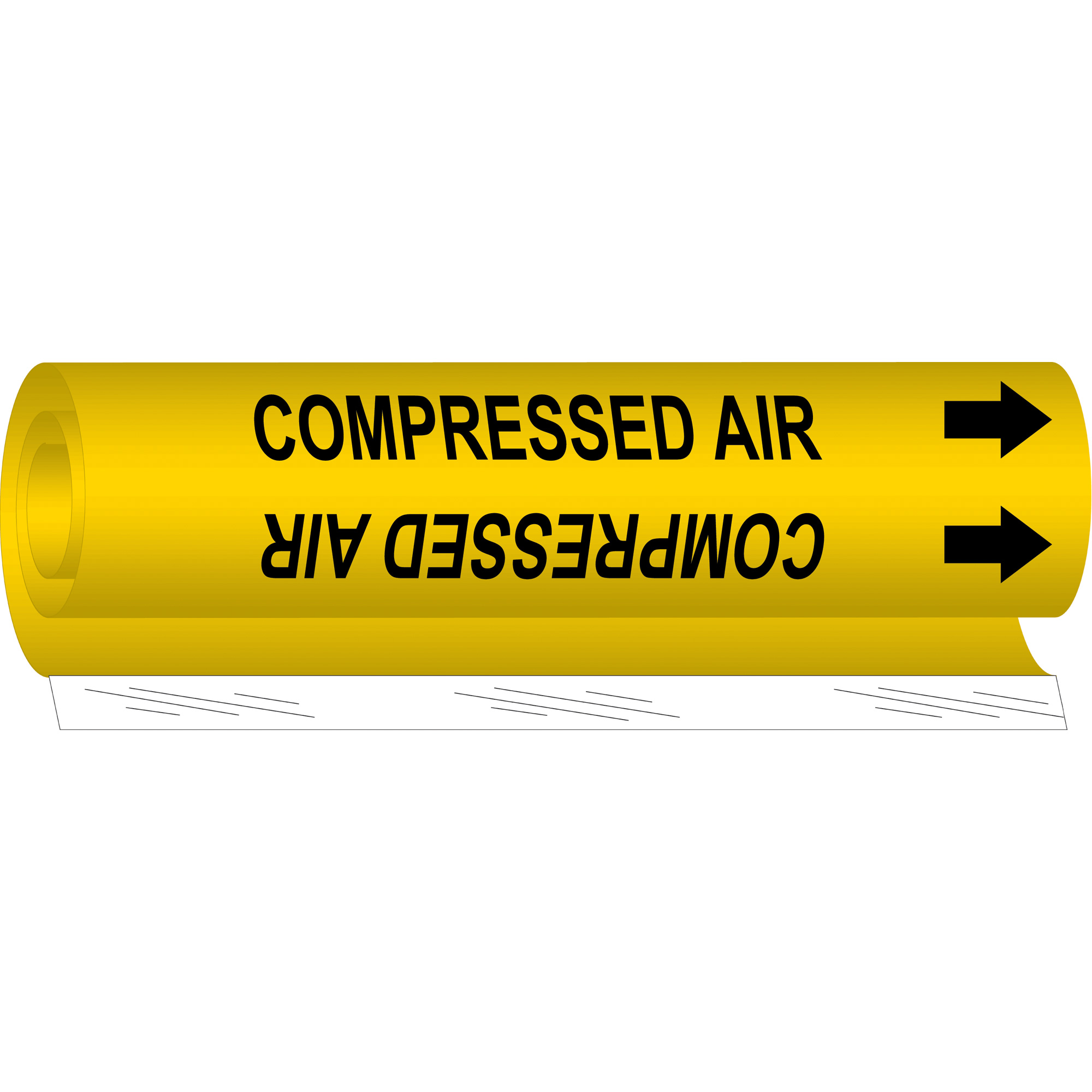 Marqueur de tuyau «Compressed Air», Enveloppant, 26" h x 12" la, Noir sur jaune