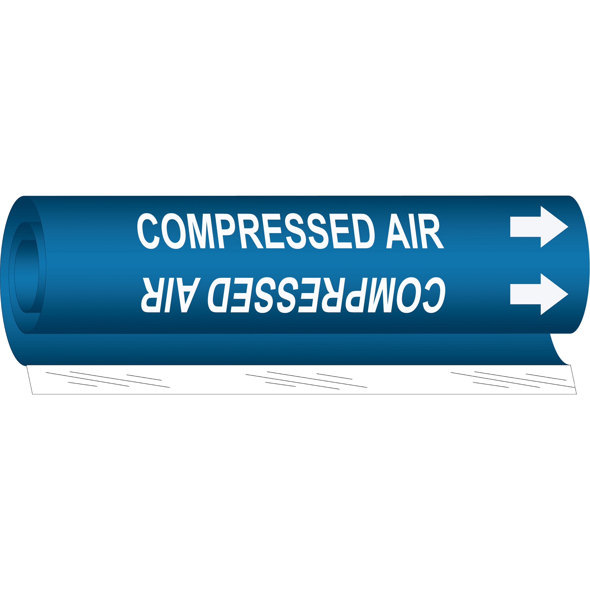 Marqueur de tuyau «Compressed Air», Enveloppant, 5" h x 8" la, Blanc/bleu