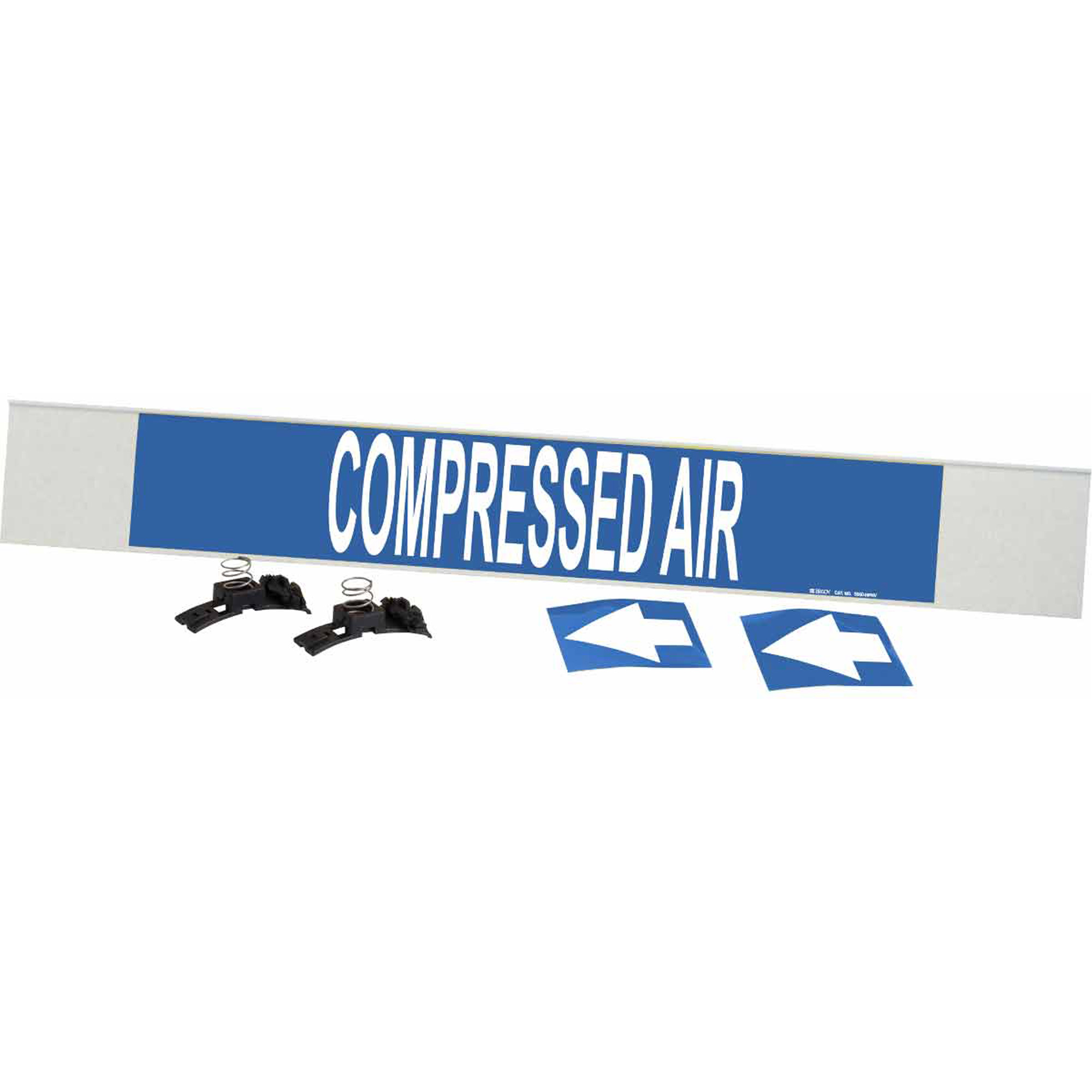 Marqueur de tuyau «Compressed Air», Transporteur en fibre de verre avec agrafes, 4" h x 24" la, Blanc/bleu