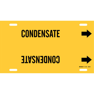 Marqueur de tuyau «Condensate», À attacher, 10" h x 24" la, Noir sur jaune