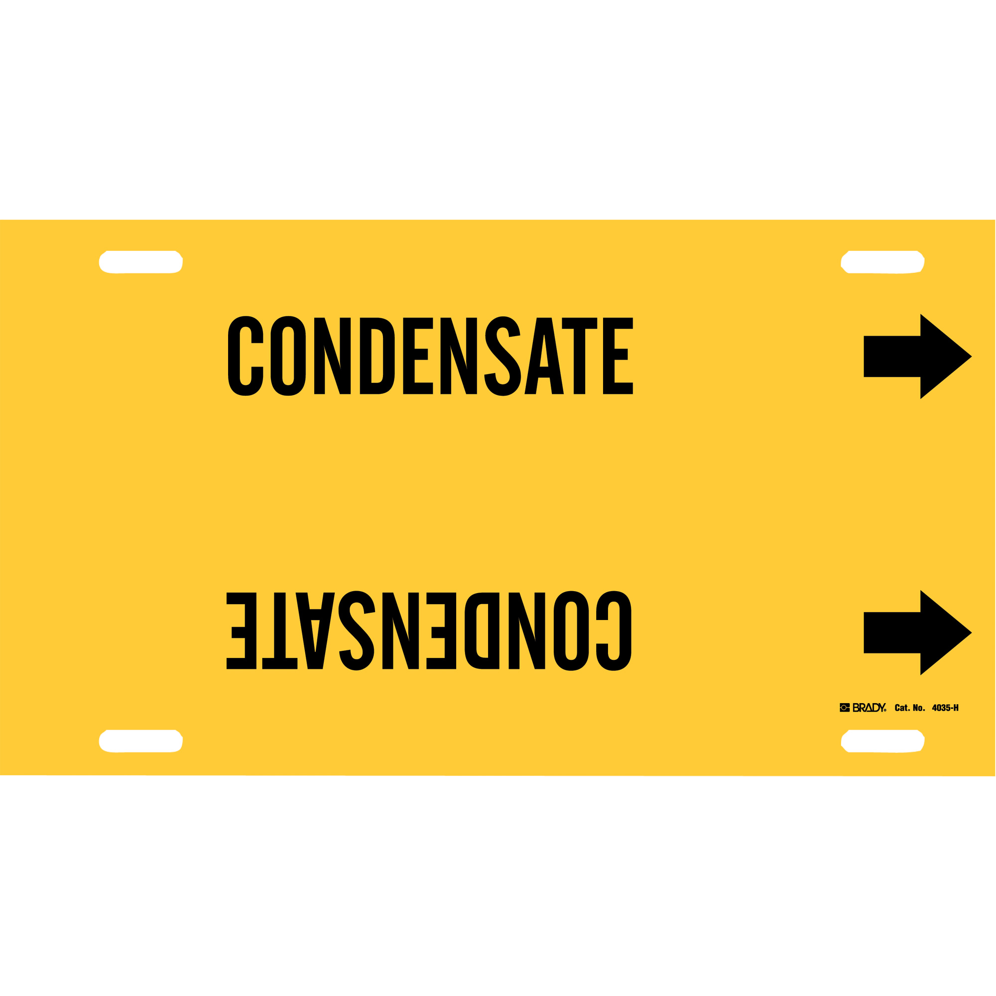 Marqueur de tuyau «Condensate», À attacher, 10" h x 32" la, Noir sur jaune