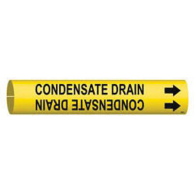 Marqueur de tuyau «Condensate Drain», À pression, 13/16" h x 13/16" la, Noir sur jaune