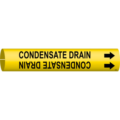 Marqueur de tuyau «Condensate Drain», À pression, 2-13/16" h x 2-13/16" la, Noir sur jaune