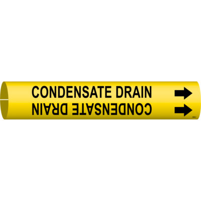Marqueur de tuyau «Condensate Drain», À pression, 2" h x 2" la, Noir sur jaune
