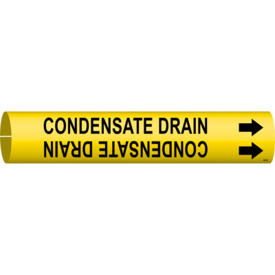 Marqueur de tuyau «Condensate Drain», À pression, 7/8" h x 7/8" la, Noir sur jaune