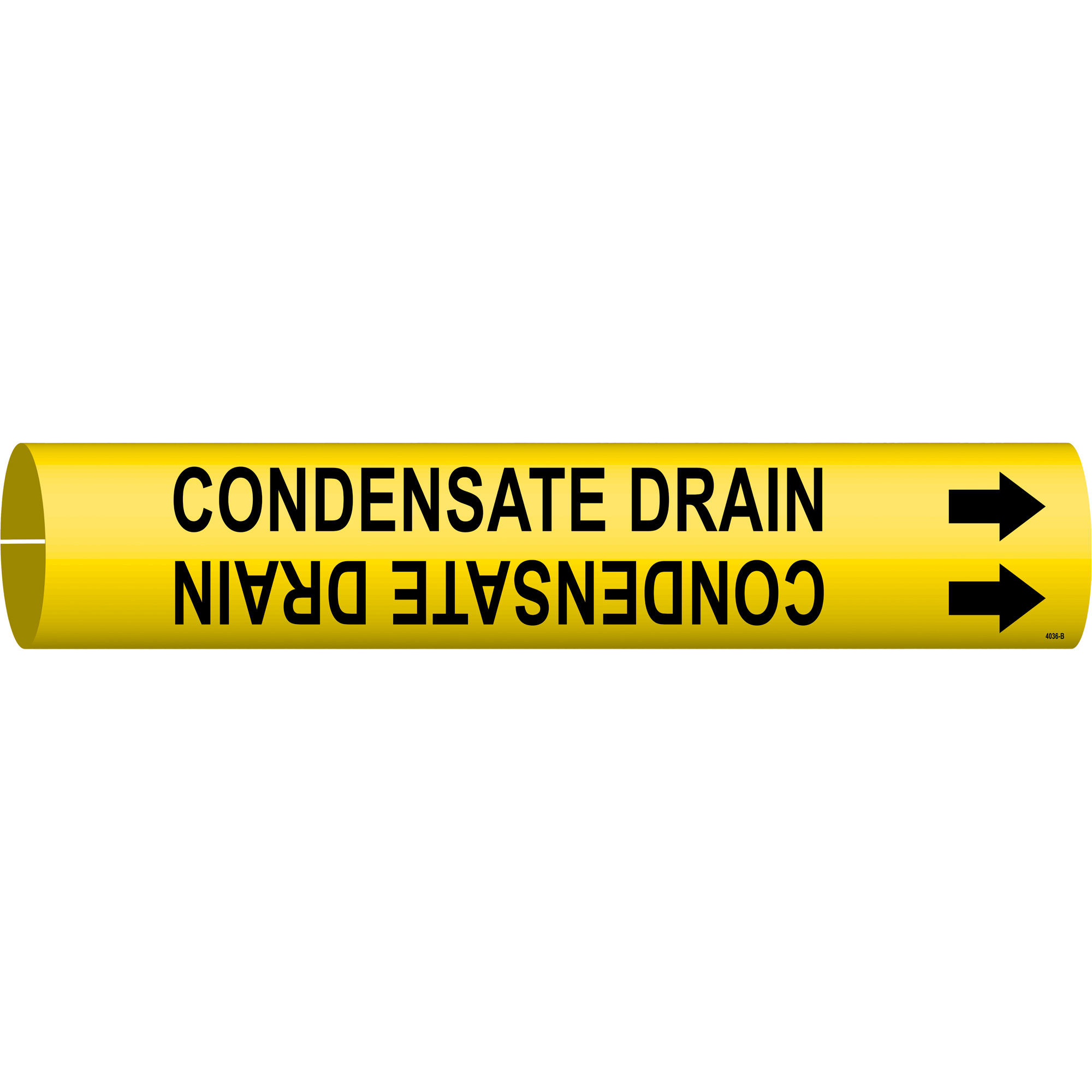 Marqueur de tuyau «Condensate Drain», À pression, 7/8" h x 7/8" la, Noir sur jaune