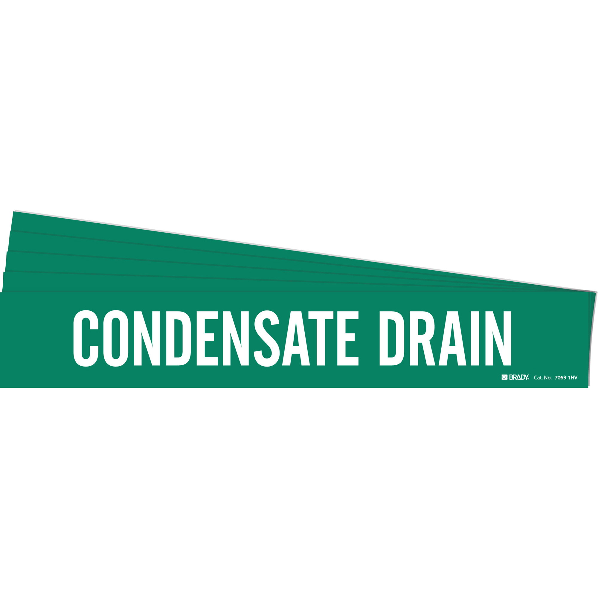Marqueur de tuyau «Condensate Drain», Autocollant, 4" h x 24" la, Blanc/vert