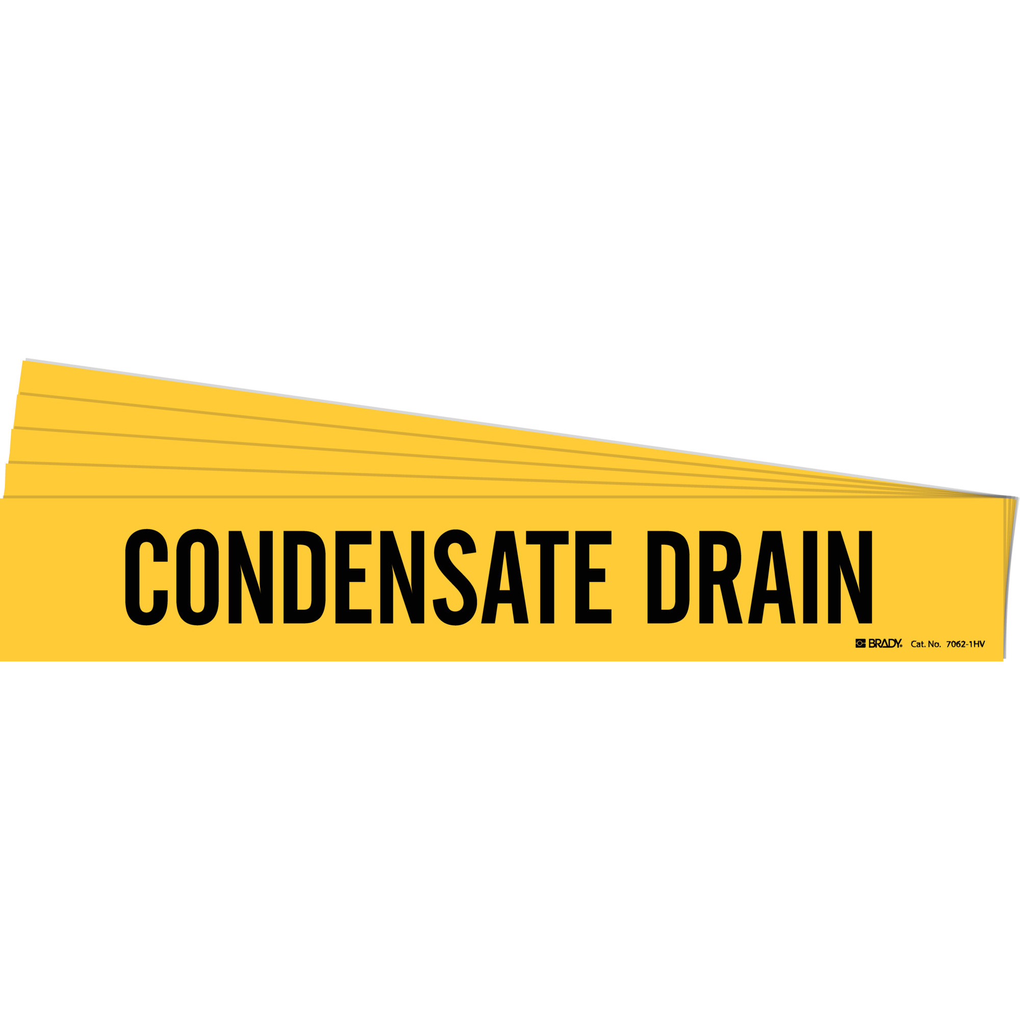 Marqueur de tuyau «Condensate Drain», Autocollant, 4" h x 24" la, Noir sur jaune