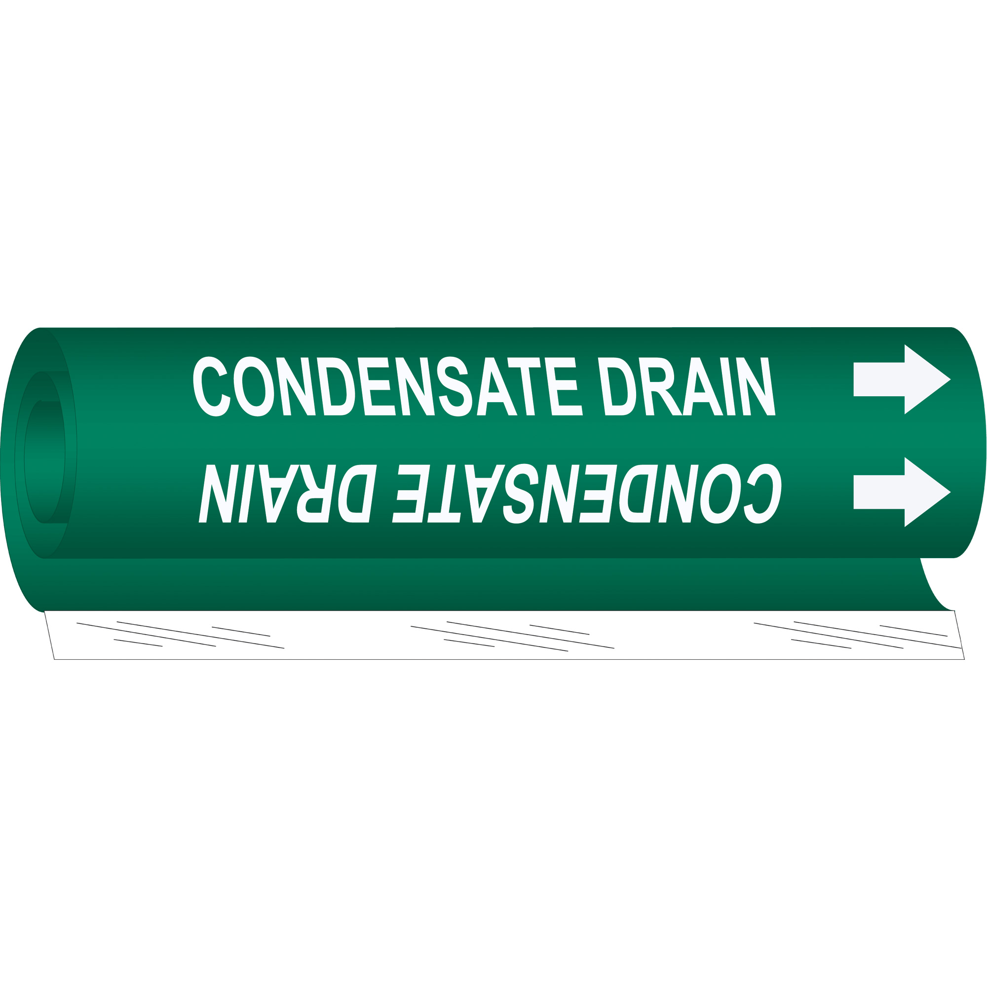 Marqueur de tuyau «Condensate Drain», Enveloppant, 9" h x 8" la, Blanc/vert