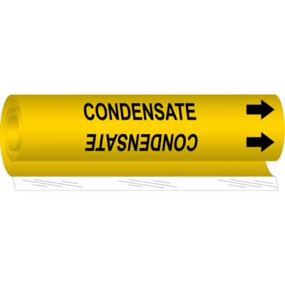 Marqueur de tuyau «Condensate», Enveloppant, 5" h x 8" la, Noir sur jaune