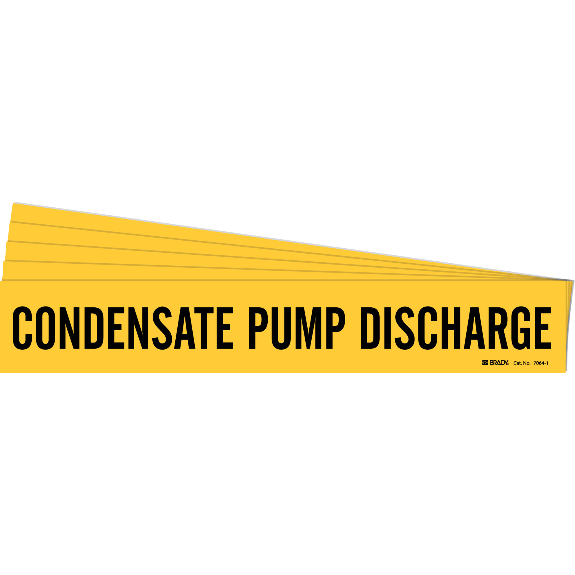 Marqueur de tuyau «Condensate Pump Discharge», Autocollant, 2-1/4" h x 14" la, Noir sur jaune