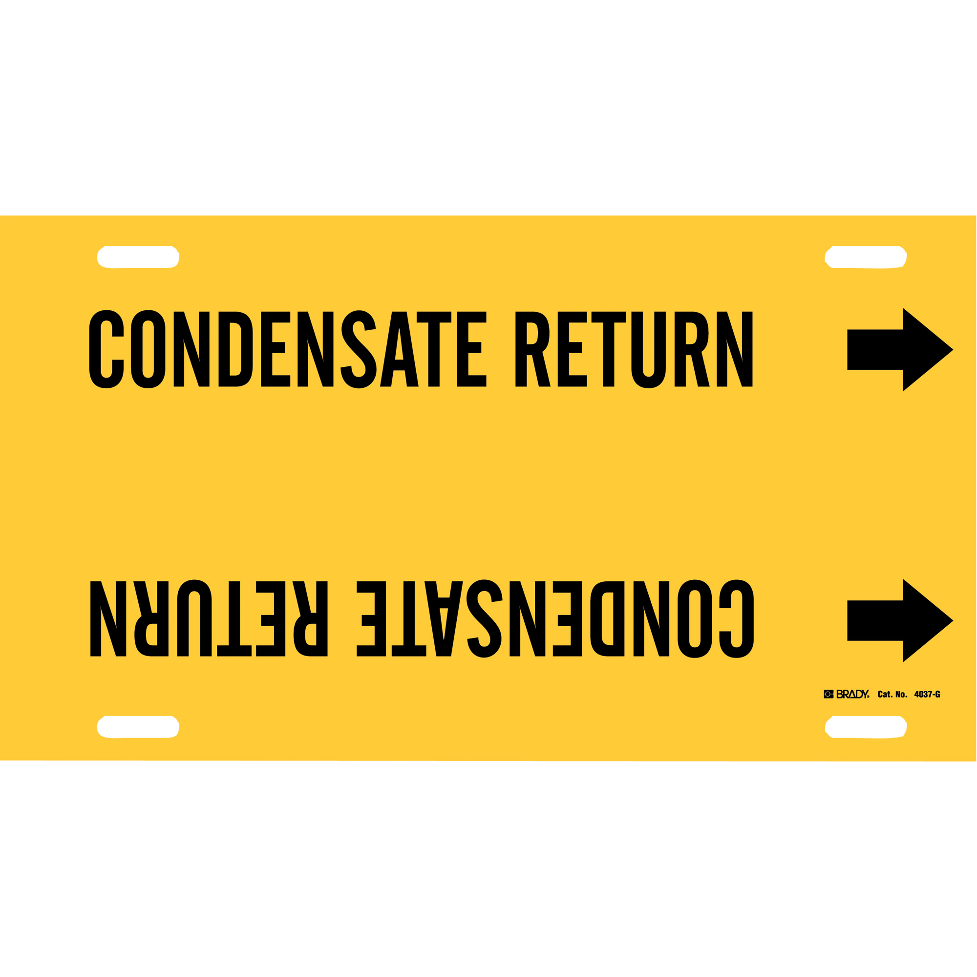 Marqueur de tuyau «Condensate Return», À attacher, 10" h x 24" la, Noir sur jaune