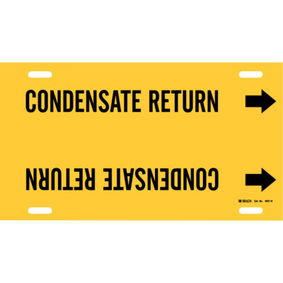 Marqueur de tuyau «Condensate Return», À attacher, 10" h x 32" la, Noir sur jaune