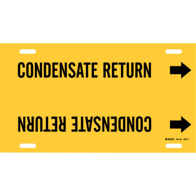 Marqueur de tuyau «Condensate Return», À attacher, 8" h x 16" la, Noir sur jaune