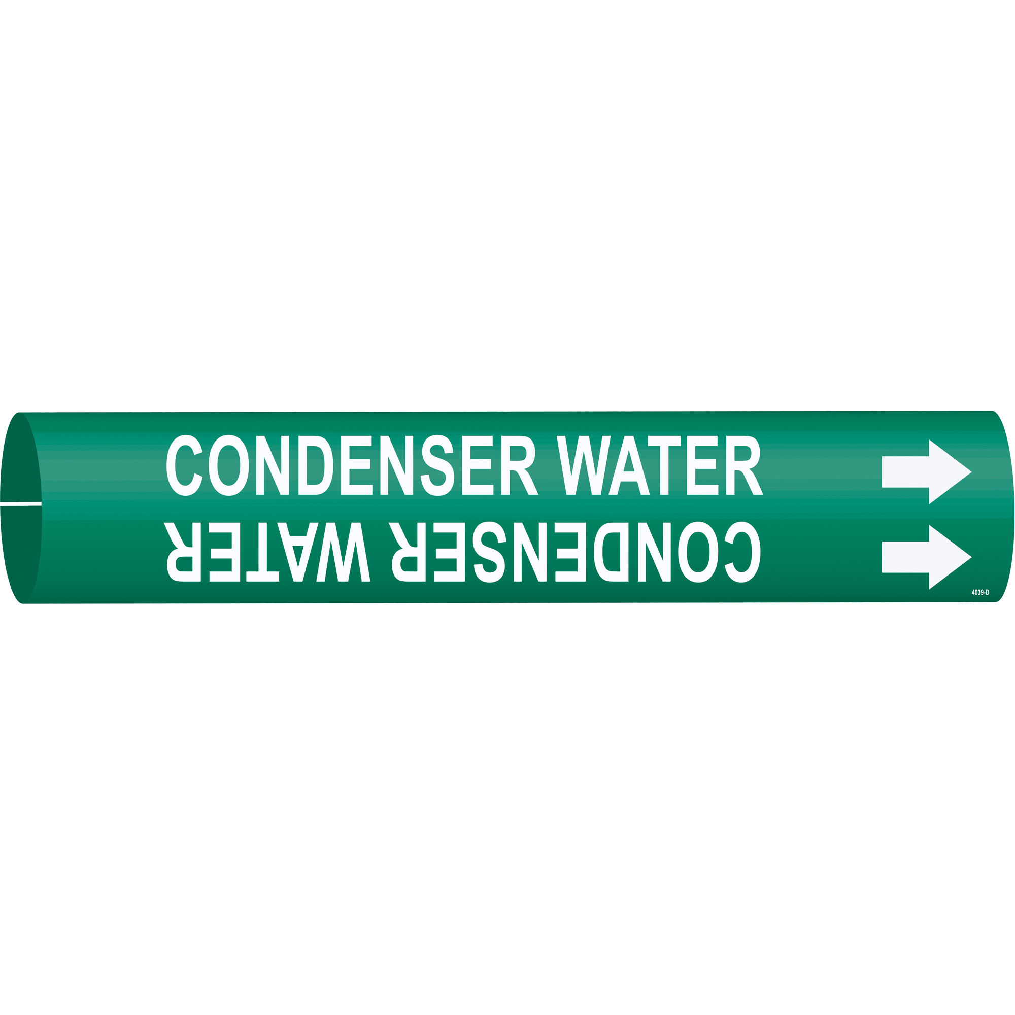 Marqueur de tuyau «Condenser Water», À pression, 2-13/16" h x 2-13/16" la, Blanc/vert