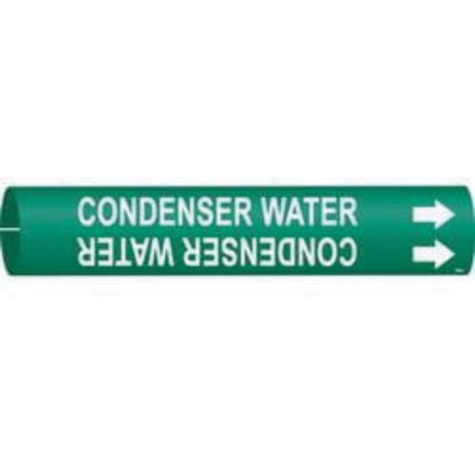Marqueur de tuyau «Condenser Water», À pression, 2" h x 2" la, Blanc/vert