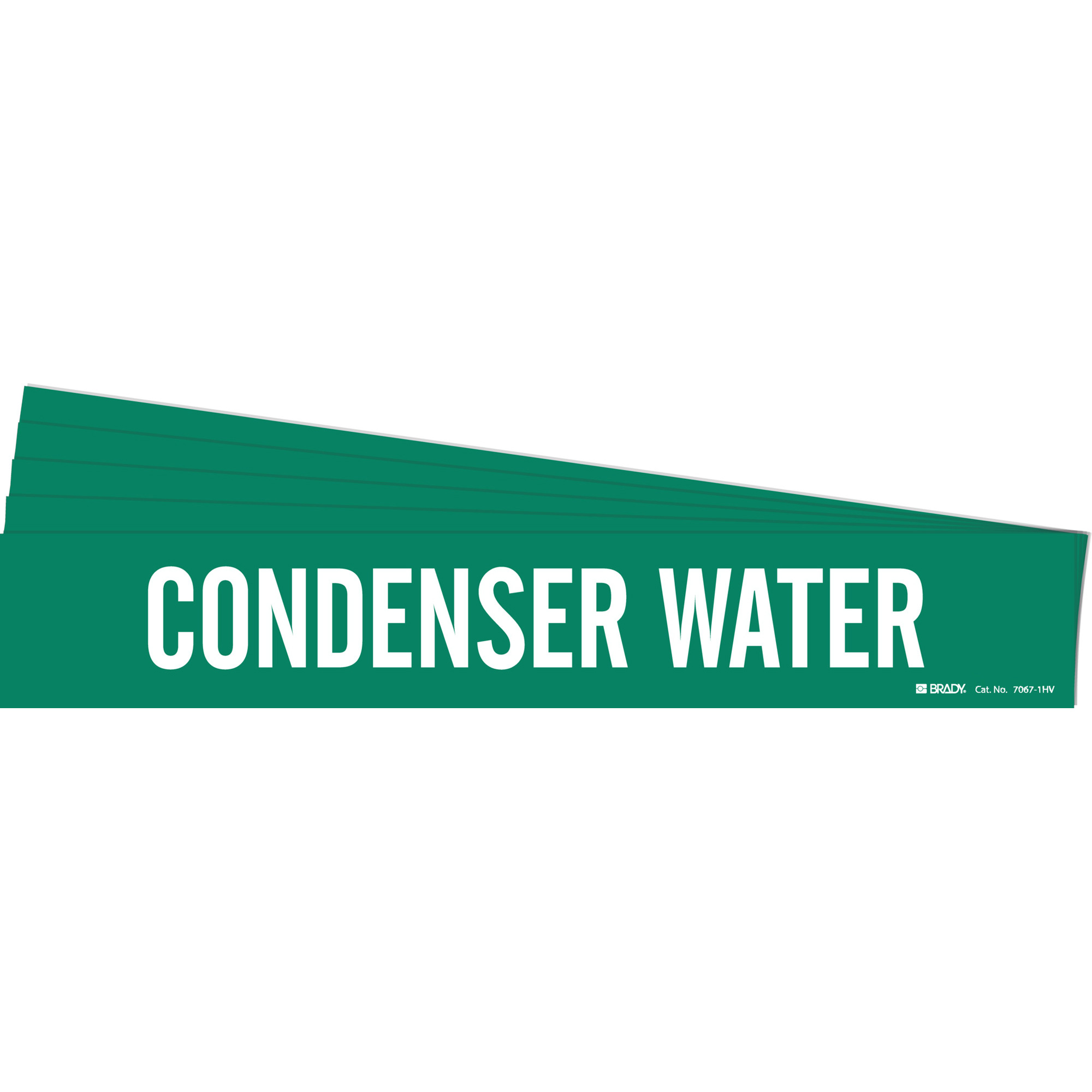 Marqueur de tuyau «Condenser Water», Autocollant, 4" h x 24" la, Blanc/vert