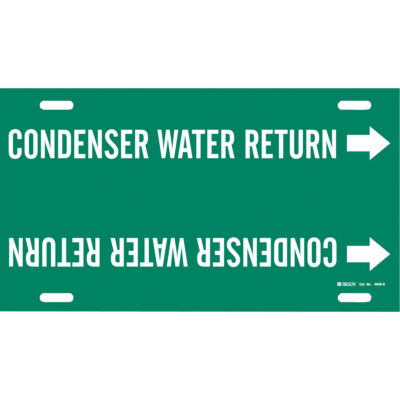 Marqueur de tuyau «Condenser Water Return», À attacher, 10" h x 24" la, Blanc/vert